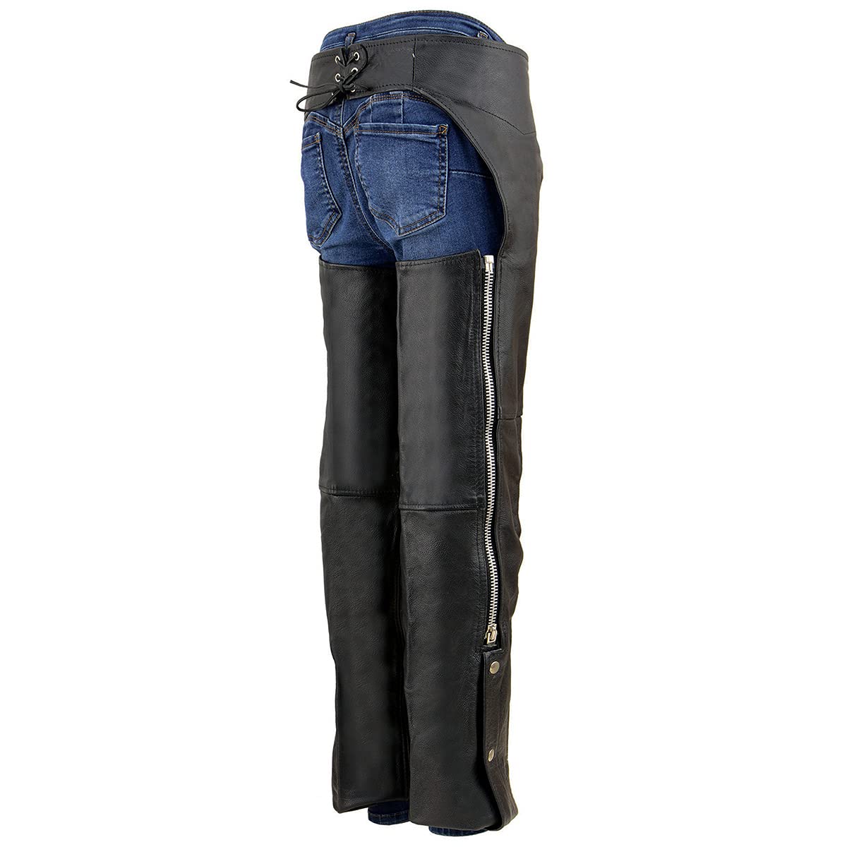 Milwaukee Leather SH2013 Kids Unisex Black Classic Leather Chaps - 3X-Large | Durable Motorcycle Riding Gear for Boys & Girls | Perfect for Bike Rides, Rodeos & Outdoor Adventures
