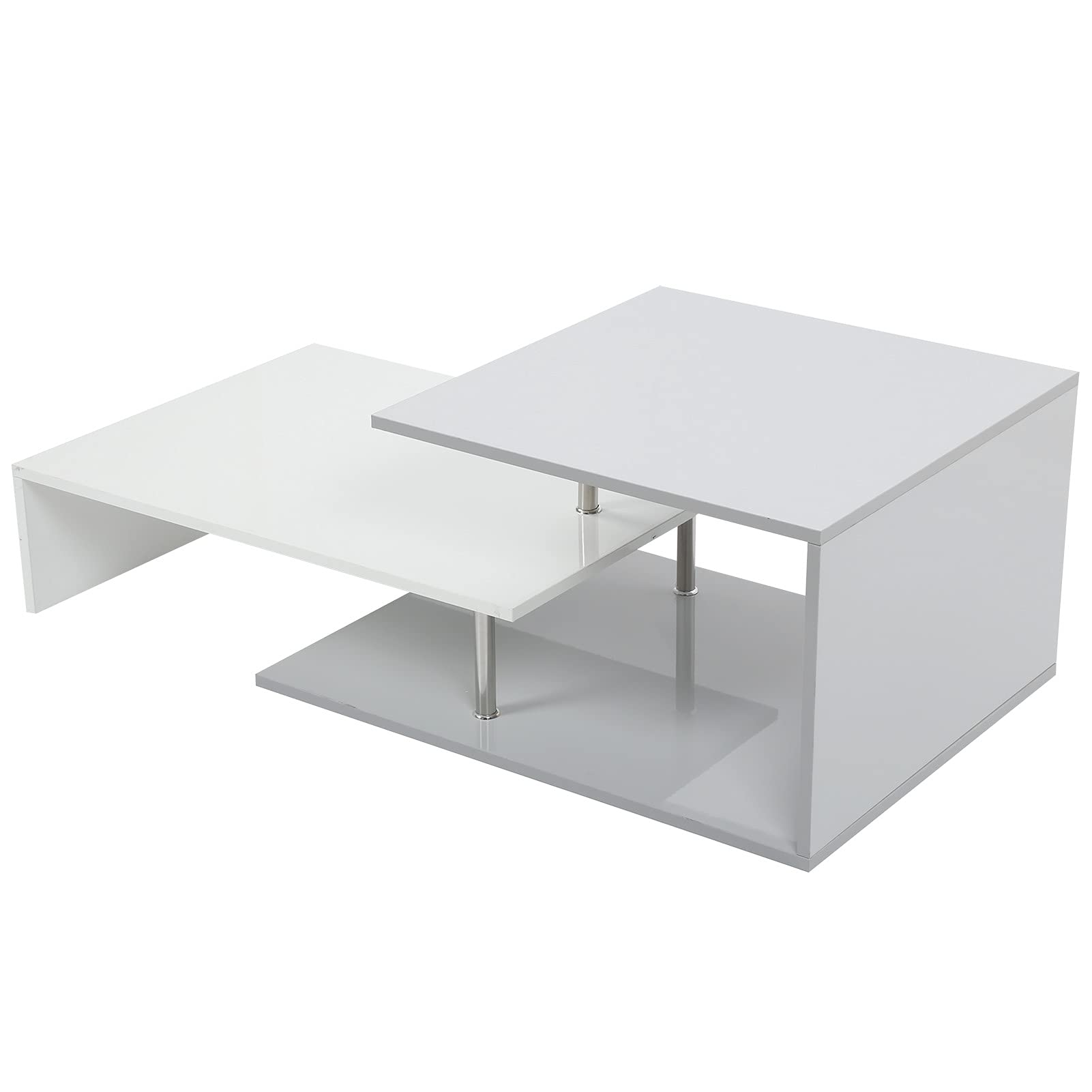 HURRISE Modern Side Table - Small Space Coffee Table with Particle Board & Stainless Steel - Easy Assembly Living Room Furniture for Women - Perfect for Apartments, Dorms & Bedrooms