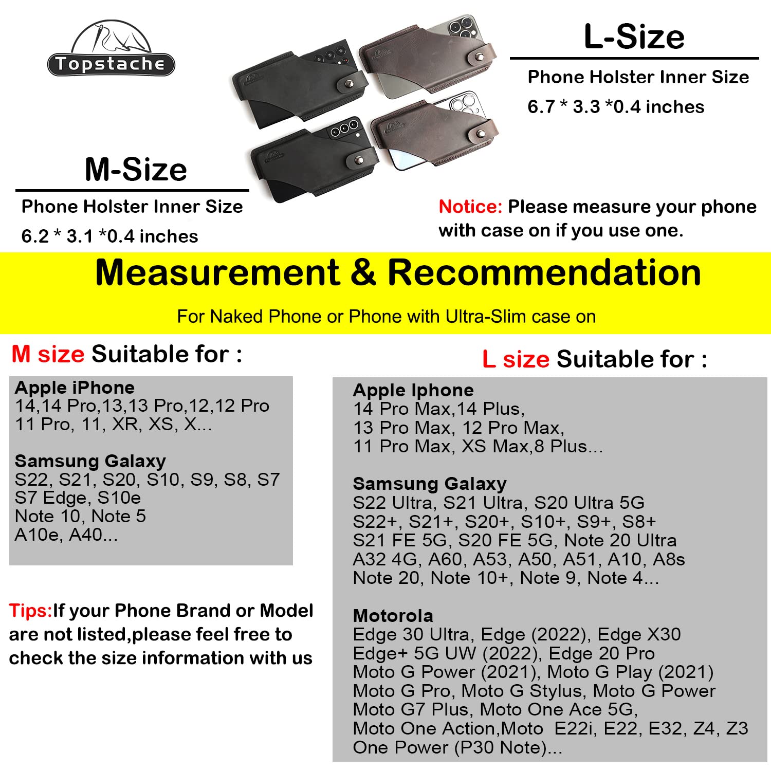 Premium Leather Phone Holster with Belt Clip Loop & Magnetic Closure - Compatible with iPhone & Samsung - Large Black Belt Phone Pouch for Men & Women - Perfect for Work, Travel & Outdoor Activities