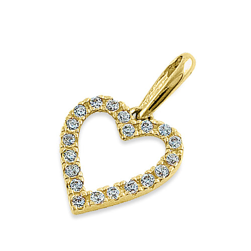 14K Solid Yellow Gold Heart-Shaped CZ Pendant Necklace - Elegant Round Cubic Zirconia Jewelry for Women, Perfect for Valentine's Day Gifts, Anniversaries & Everyday Wear