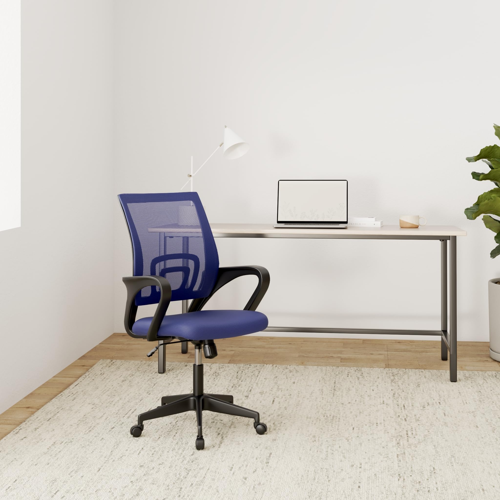 Ergonomic Mesh Office Chair with Adjustable Lumbar Support - Modern Executive Swivel Rolling Computer Desk Chair for Women & Adults (Blue) - Perfect for Home Office, Gaming & Workspaces