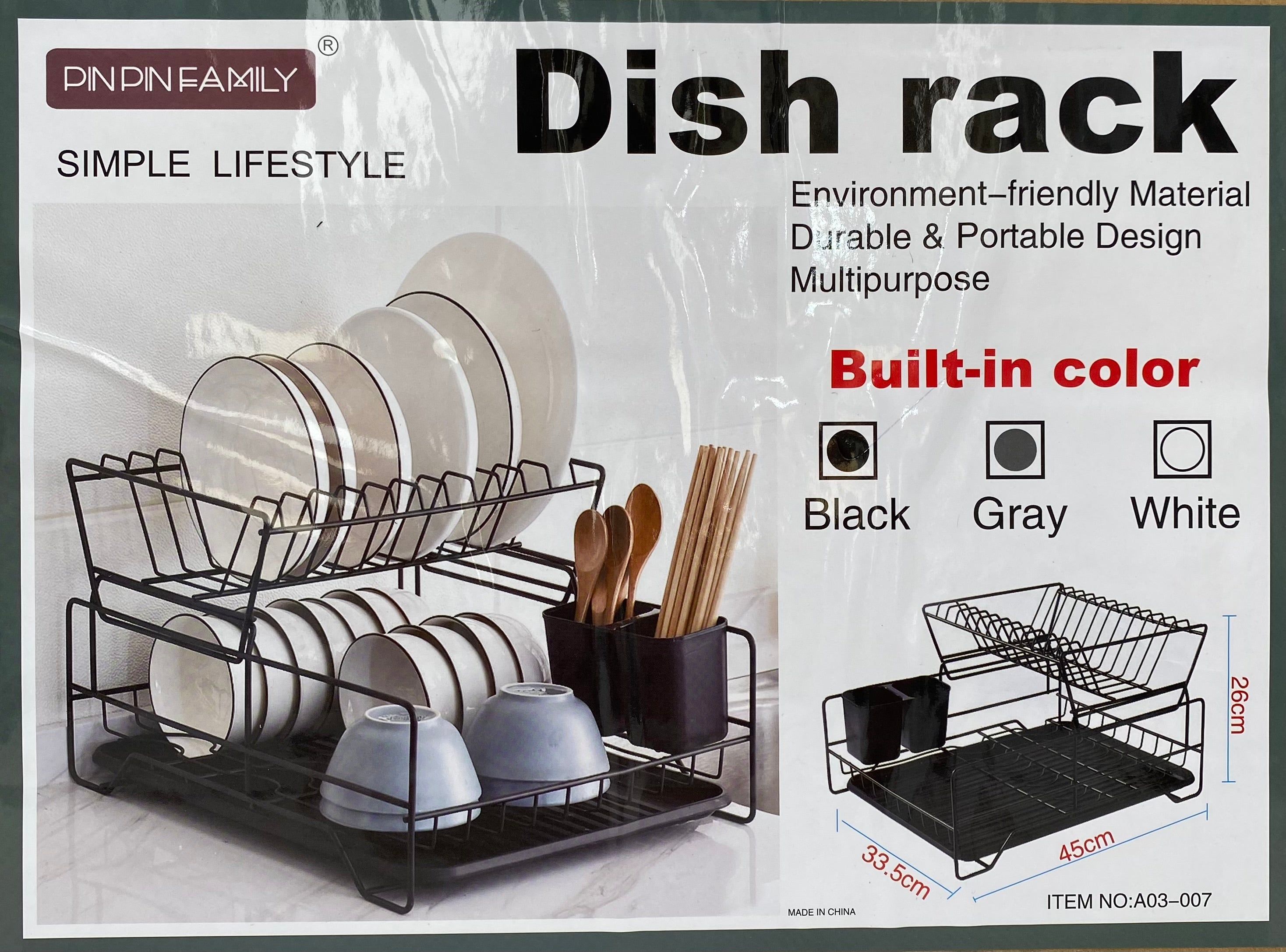 2-Tier Dish Drying Rack 13.25x17.75x10.25 Inches - Space Saving Kitchen Organizer for Countertop, Sink & Small Spaces - Perfect for Apartments, Dorms & RVs