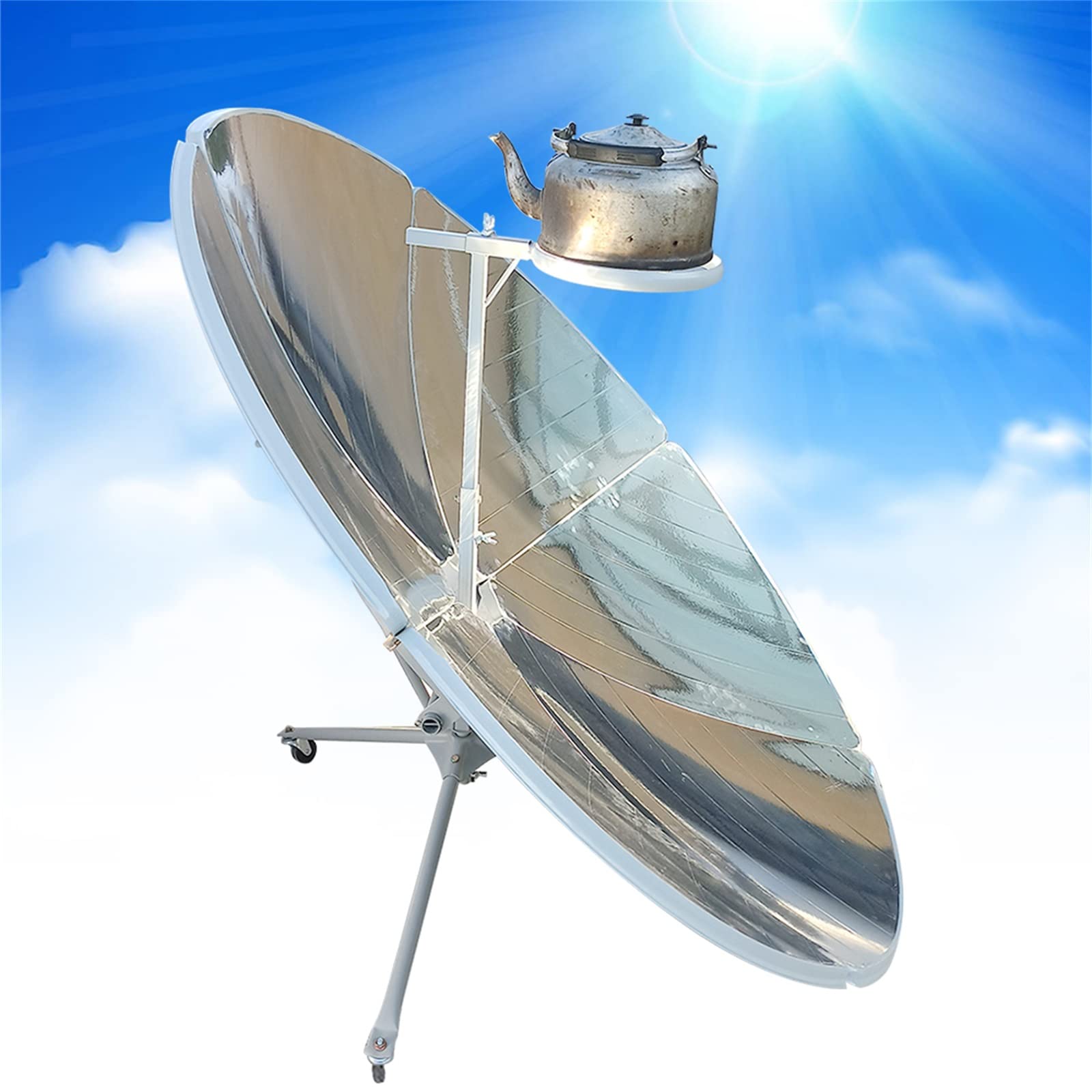 TBVECHI Portable Solar Oven with 59-Inch Diameter - High Temperature Solar Cooker (700-1000°C) for Outdoor Camping, BBQ, and Emergency Cooking - 1800W Solar Oven for Eco-Friendly Meals in Backyard, Picnics & Off-Grid Living