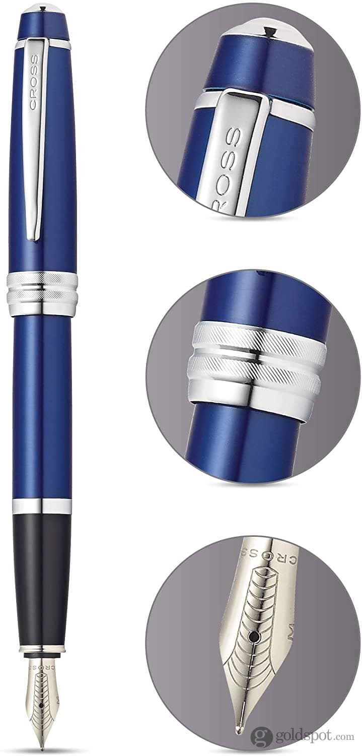 Cross Bailey Fountain Pen - Blue Lacquer Medium Nib - Premium Writing Instrument for Professionals, Students & Calligraphy Enthusiasts - Perfect for Office, School & Gift Giving