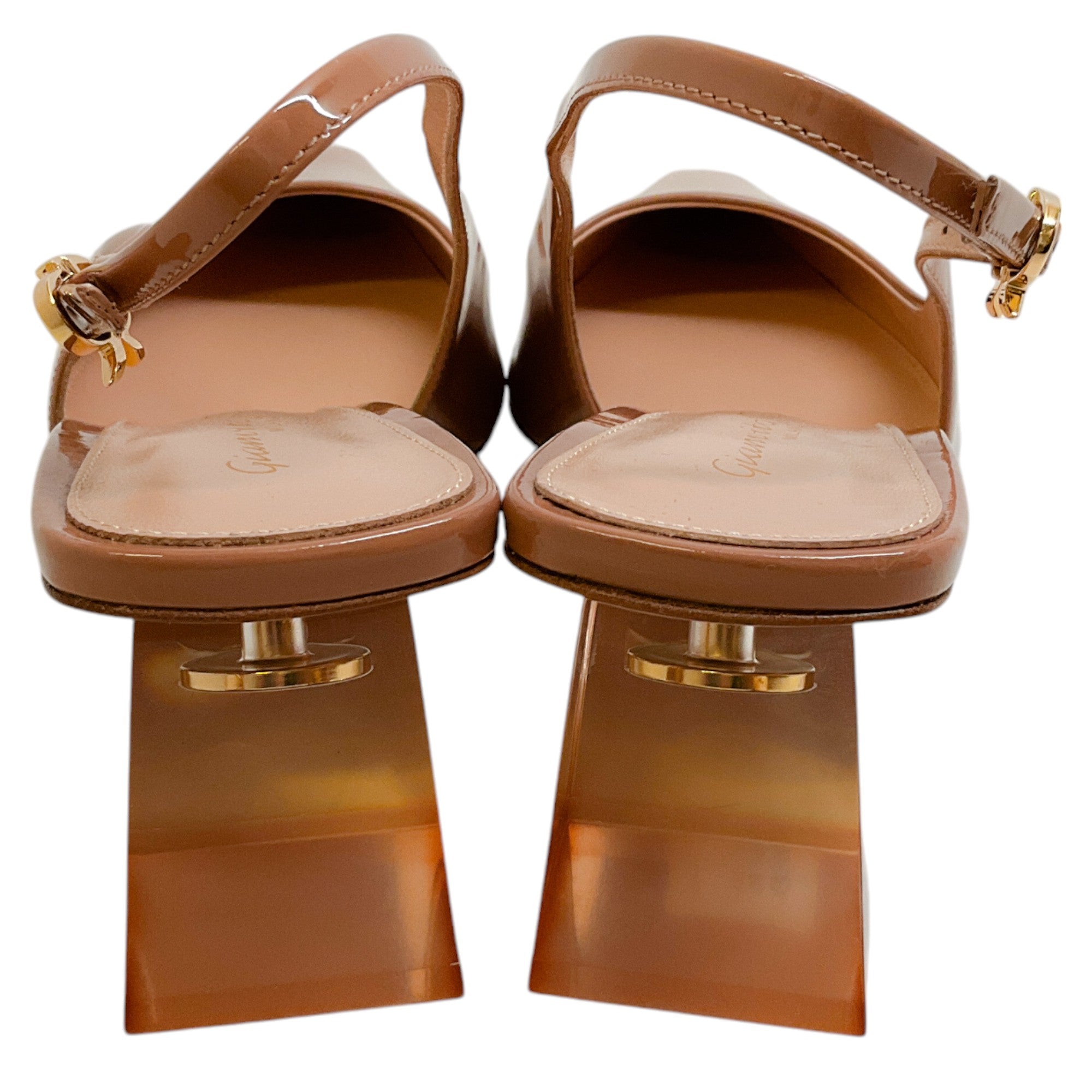 Gianvito Rossi Praline Patent Leather Cosmic Sling 55 Pumps - Women's High Heel Shoes for Party, Wedding & Evening Wear