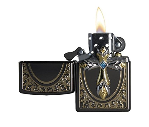 Zippo Lighter Genuine Design - Black Ice Emblem Windproof Lighter for Outdoor Camping, Hiking & Everyday Carry