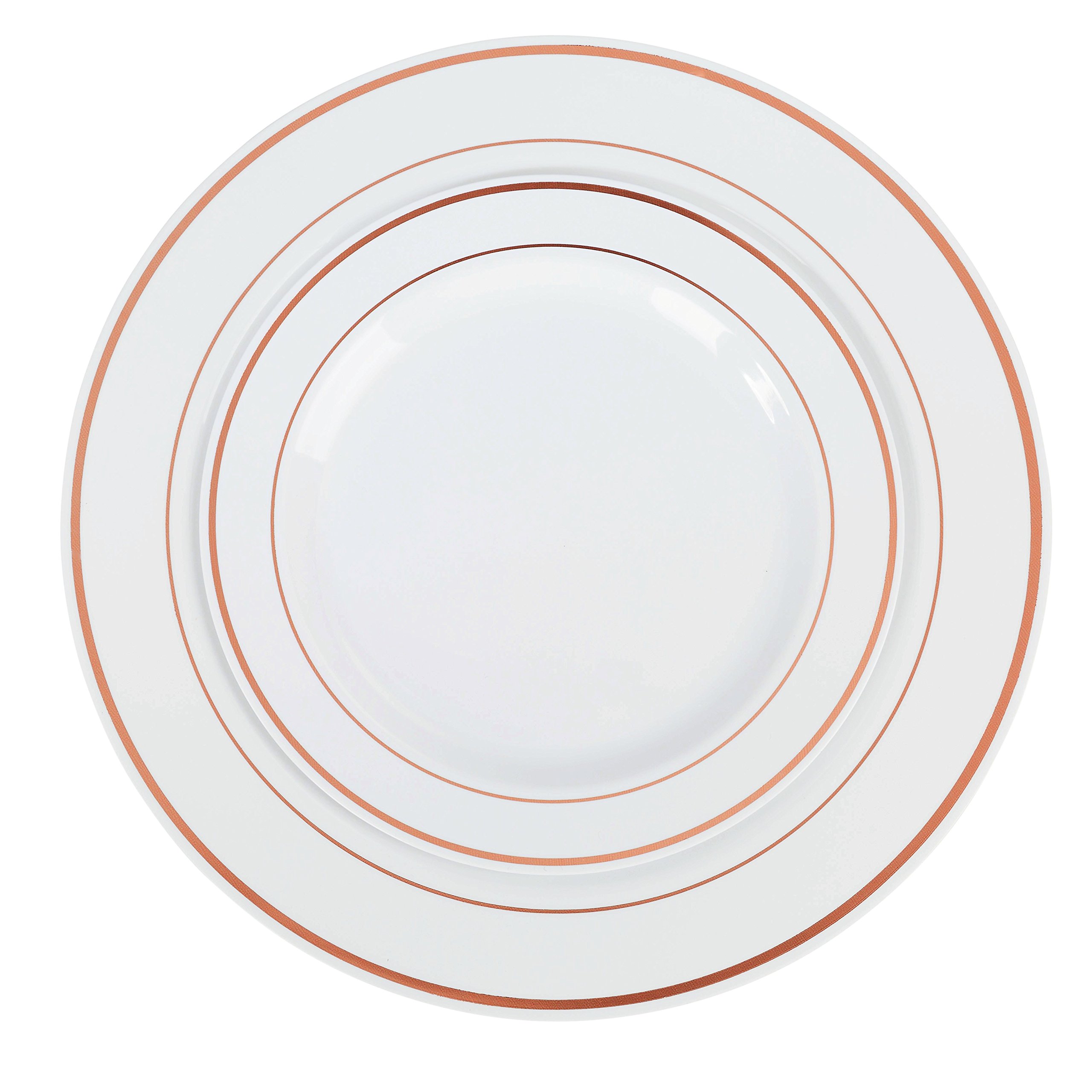 200-Piece Heavyweight Disposable Plastic Party Plates & Cutlery Set - 40 Dinner Plates, 40 Dessert Plates, 40 Silver Forks, Knives & Spoons - Rose Gold - Perfect for Weddings, BBQs, Picnics & Birthday Parties