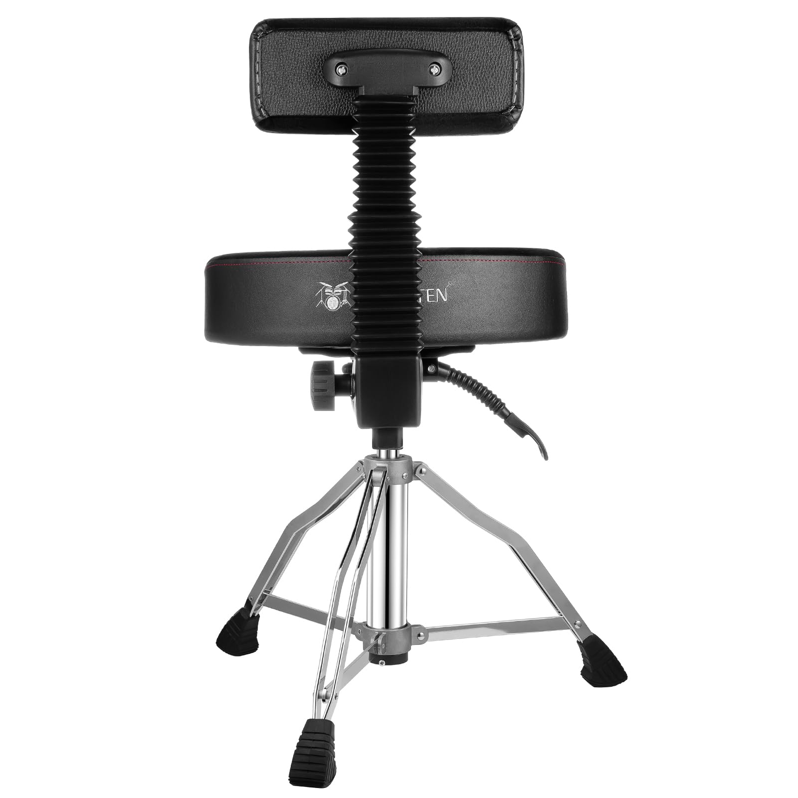 Adjustable Hydraulic Drum Throne with Backrest - Memory Foam Velvet Seat & Motorcycle Style Design for Professional Drummers & Adults - Perfect for Studio Recording, Live Performances, and Drum Practice Sessions