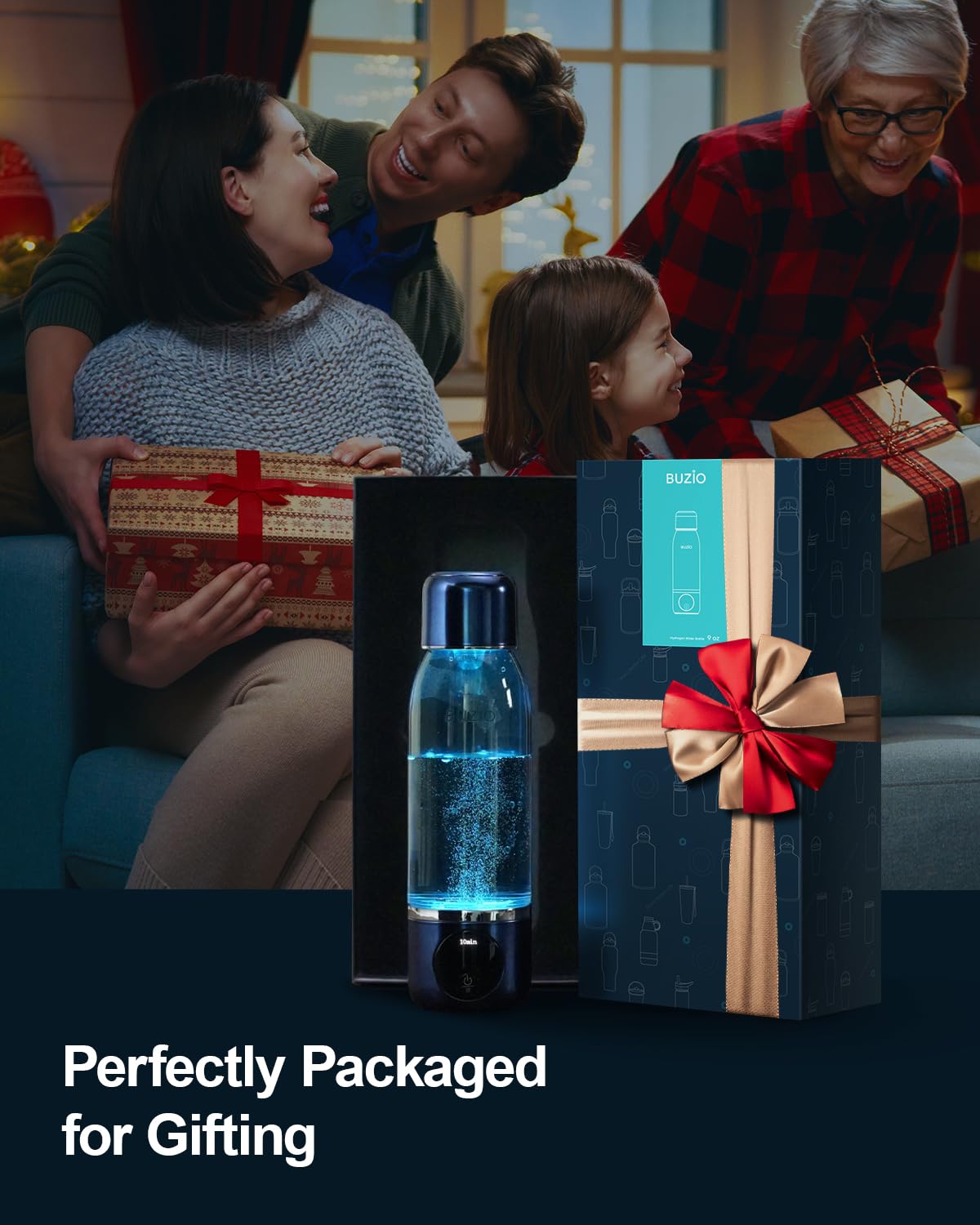 BUZIO 3800ppb Hydrogen Water Bottle Generator with Gen5 SPE/PEM Technology - Portable Alkaline Water Bottle for Athletic Performance, DuPont Membrane & OLED Display - Perfect for Gym, Hiking and Daily Hydration
