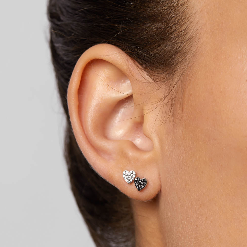 Sparkling Diamond Micro Pave Heart Stud Earrings in Sterling Silver - Perfect for Valentine's Day Gifts & Anniversary Presents