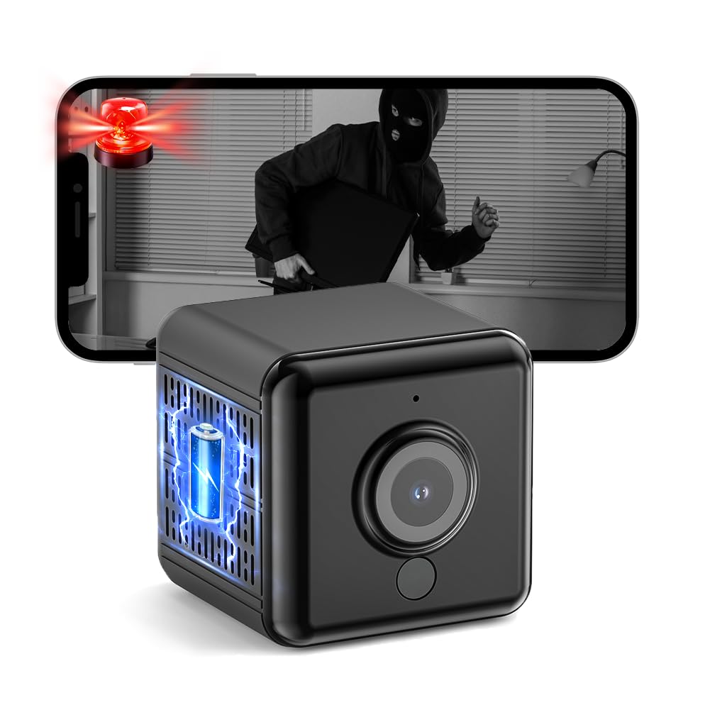 4K HD Wireless Hidden Spy Camera with Night Vision & Motion Detection - WiFi Mini Security Camera for Indoor Surveillance, Phone APP Control, Battery Powered Nanny Cam - Perfect for Home Security, Baby Monitoring & Office Surveillance