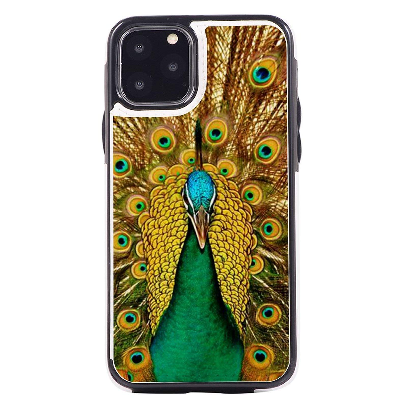 Premium Green Peacock iPhone 11 Pro Wallet Case - Genuine Leather Folio with Card Slots, Magnetic Closure & Kickstand | Slim Protective Cover for iPhone 11 Pro (Perfect for Business, Travel & Everyday Use)