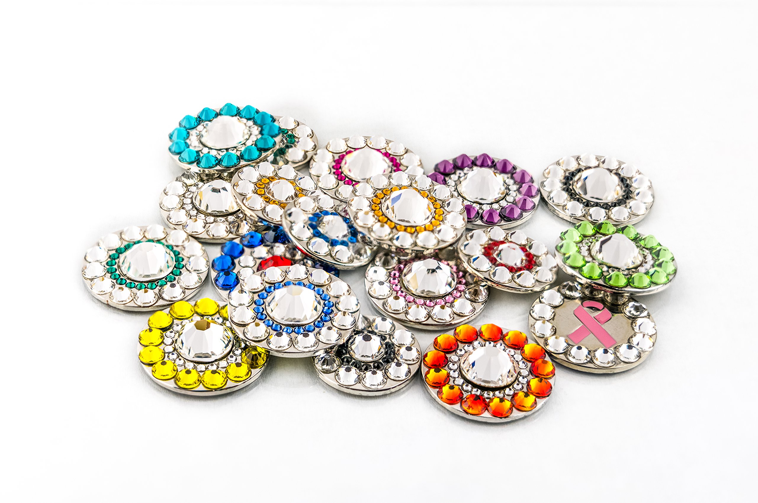 Swarovski Crystal Ladies Golf Ball Markers with Magnetic Hat Clip - Elegant Golf Gifts for Women | Perfect for Golf Tournaments, Birthday Presents & Fashion Accessories