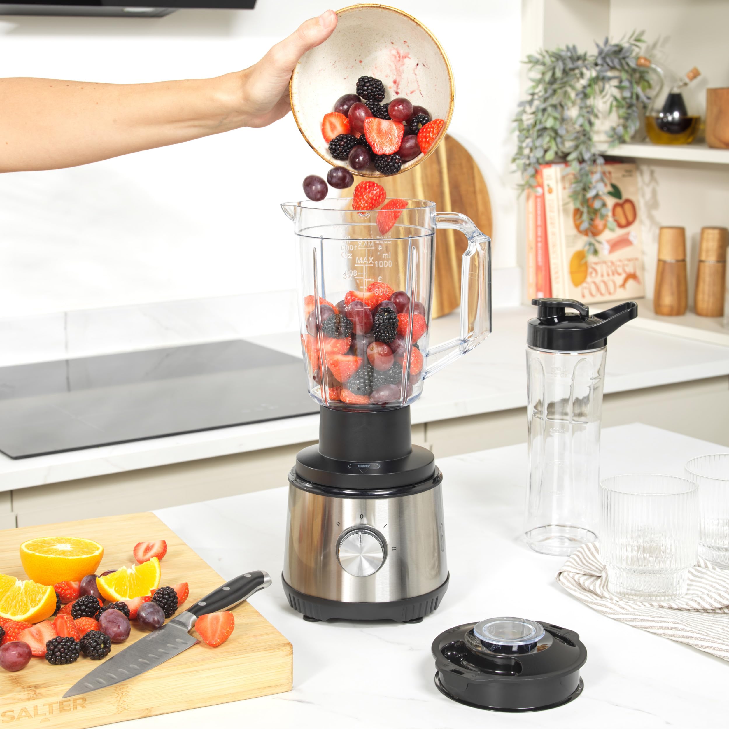 Salter 4-in-1 Juicer Blender - 400W for Smoothies & Coffee Grinding | Home & Gym Use