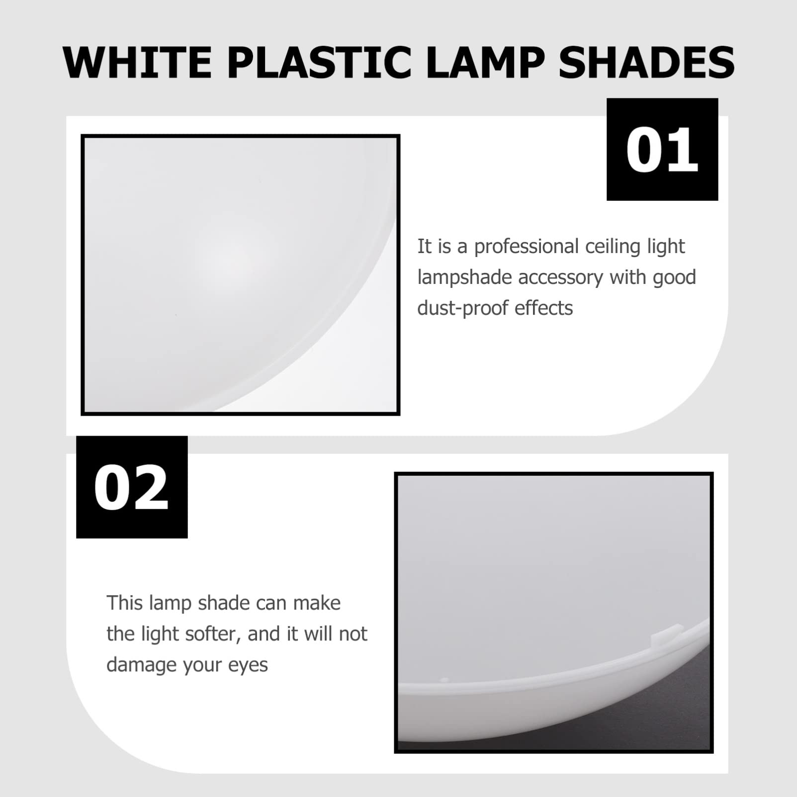 2-Pack Fire Retardant Plastic Lamp Shades - Ceiling & Floor Light Covers, Flame Resistant & Durable for Home, Office, and Bedroom Lighting Decor