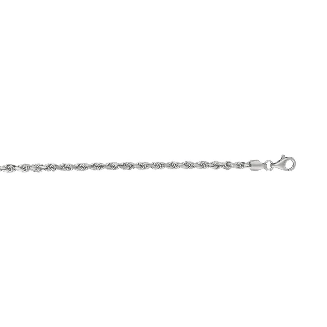 14K Solid Gold Sparkle Cut Rope Chain Bracelet for Women & Men - Adjustable Lengths (6