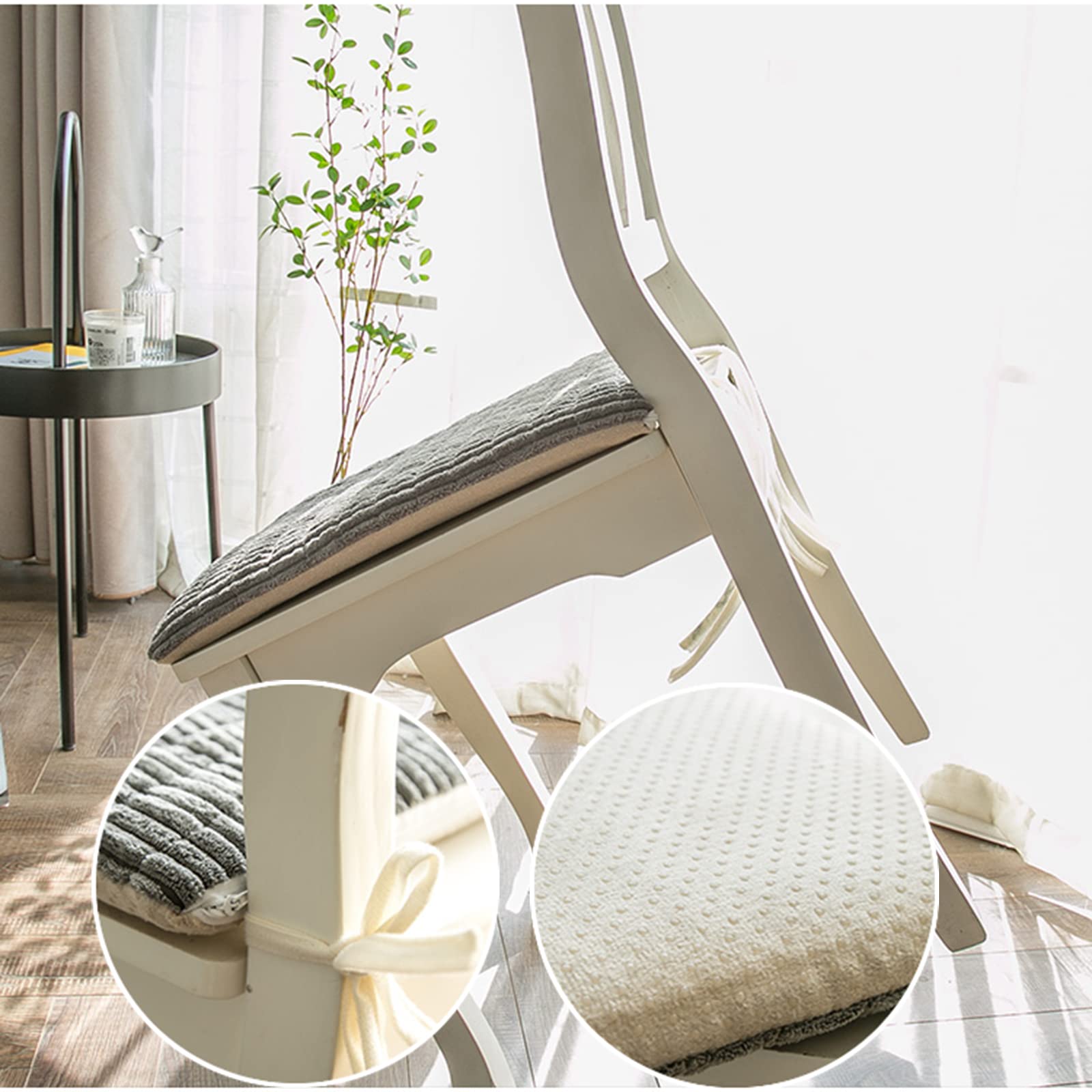 Square Dining Room Chair Cushions with Ties - Non-Slip Washable Plush Seat Pads for Kitchen, Office & Car (40x40cm, Pink) - Perfect for Home Decor & Comfortable Seating