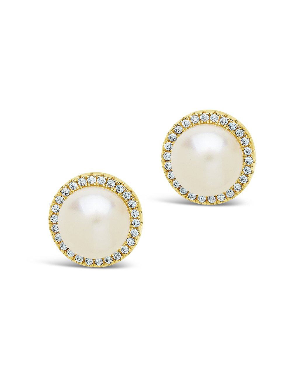 Pearl & Cubic Zirconia Halo Stud Earrings for Women – Elegant Jewelry Gift for Bridal, Wedding, Party & Everyday Wear