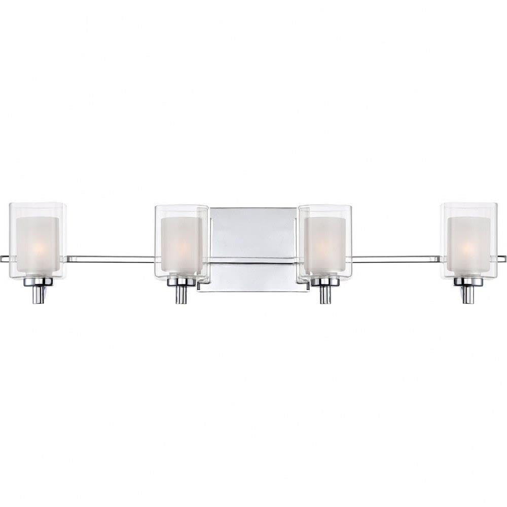4-Light Transitional Extra Large Vanity Light Fixture - Damp Location Approved - Polished Chrome Finish - Bathroom Lighting for Modern Homes - Perfect for Master Bath, Powder Room & Spa-Like Retreats