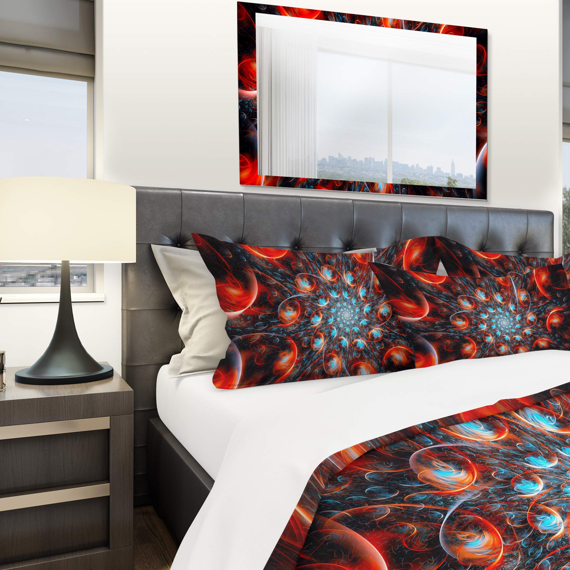 DesignQ 'Break Out Blue and Red' Modern & Contemporary Duvet Cover Set - King Size 3-Piece Bedding Set with Pillow Shams - Soft Breathable Cotton for Stylish Bedroom Decor - Perfect for Guest Rooms, Master Bedrooms & Modern Home Styling
