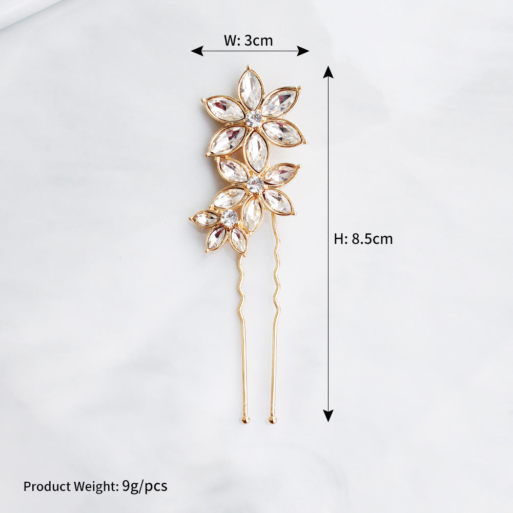 2 Pack Gold Crystal Bridal Hair Pins - Elegant Wedding Hair Clips for Brides & Bridesmaids - Perfect for Weddings, Prom, Parties & Special Occasions