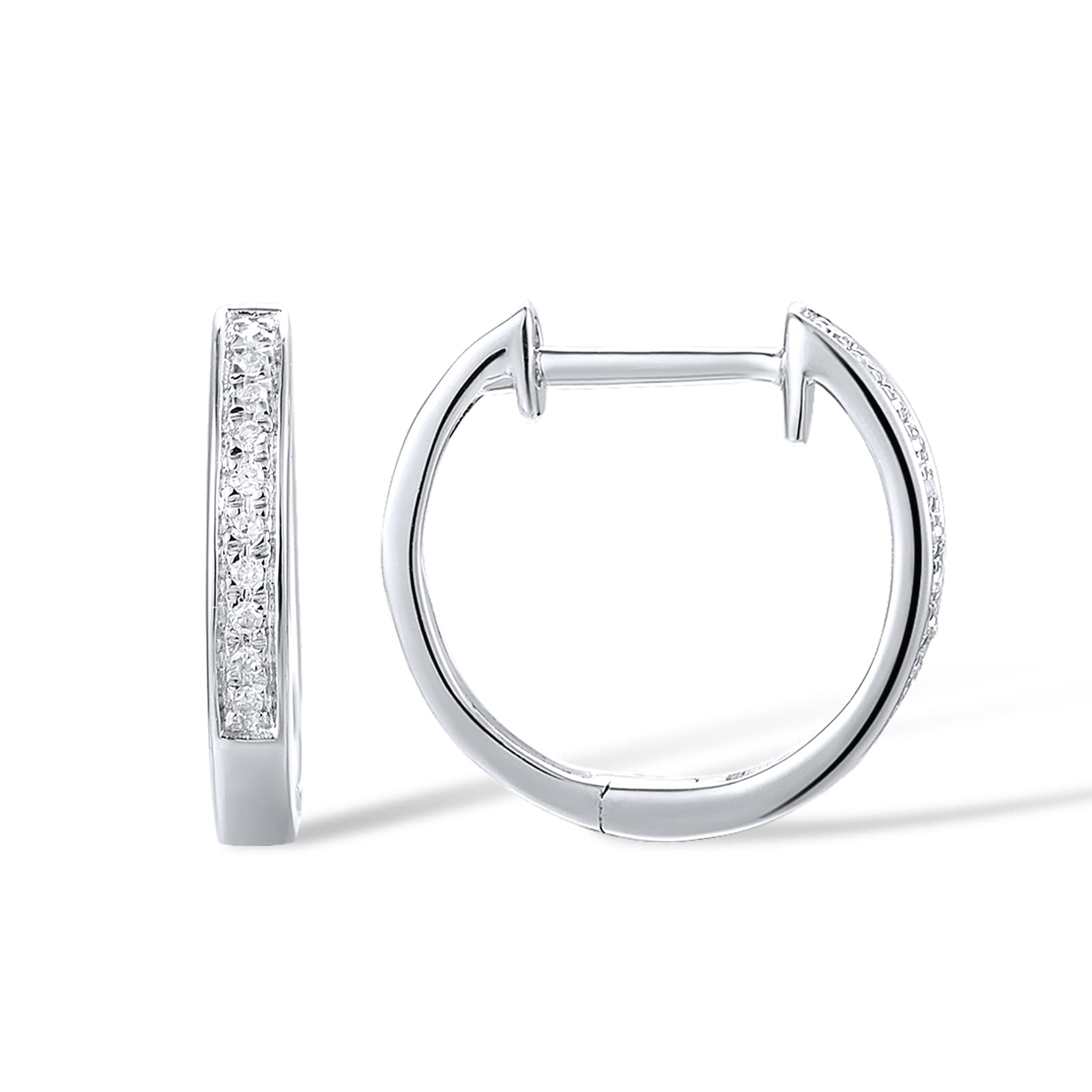 10K Solid Gold Genuine Diamond Huggie Hoop Earrings for Women - Dainty Everyday Luxury Hoops for Work, Date Night & Special Occasions