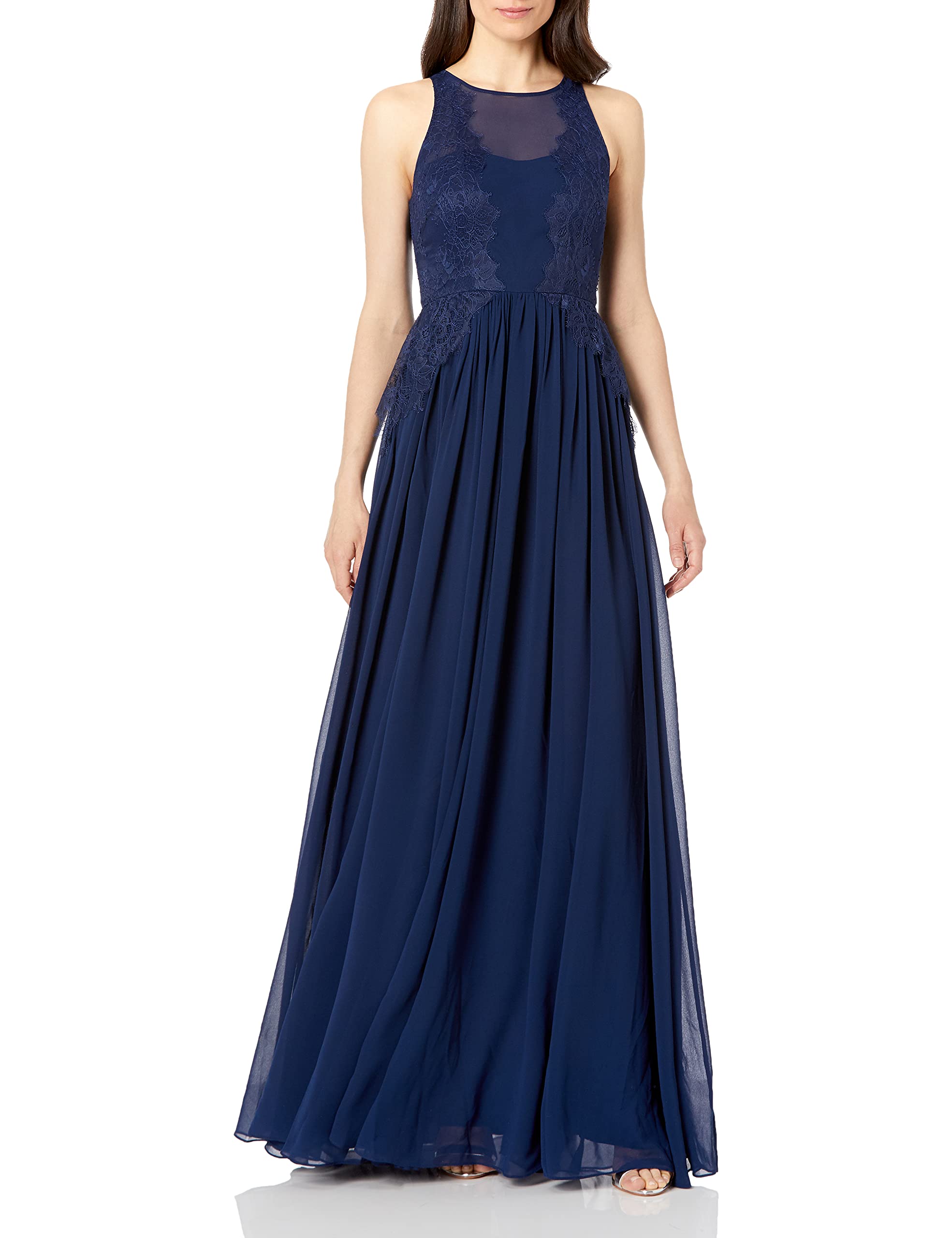 Donna Morgan Women's Penelope High Neck Lace Dress - Elegant Formal Gown for Weddings, Parties & Special Occasions