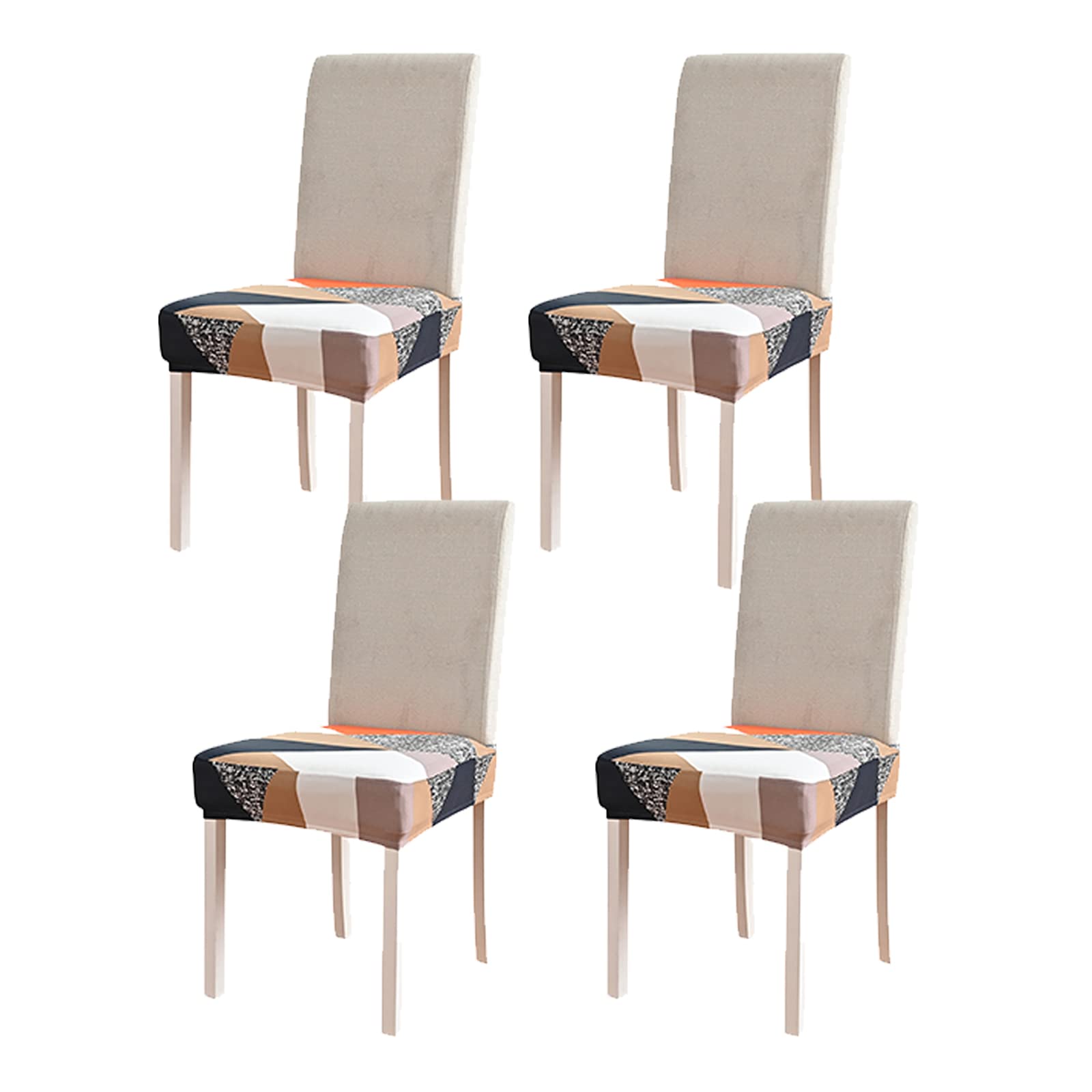 HAOYONG 2-Pack Stretchable Printed Square Dining Chair Covers - Removable Kitchen Seat Slipcovers for Dining Room Chairs - Perfect for Home, Restaurant, and Office Use