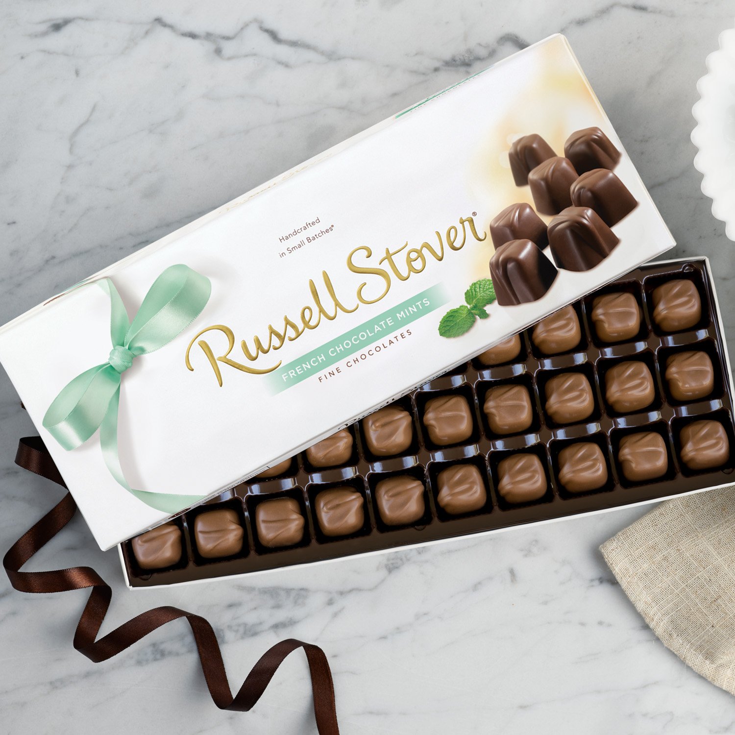 Russell Stover French Chocolate Mints 10oz Box - Premium Mint Chocolate Candy Gift, Individually Wrapped, Rich Chocolate Covered Mints - Perfect for Holiday Gifts, Party Favors, Office Treats & Dessert Table Decorations
