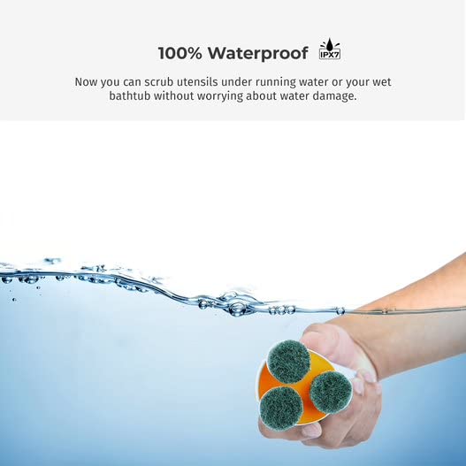 6-in-1 Waterproof Cordless Electric Spin Scrubber with 6 Replaceable Brush Heads - Powerful Cleaning Tool for Bathroom, Kitchen, Floors & Tiles - Ideal for Grout, Shower, Sink & Hard-to-Reach Areas - 2 Year Warranty