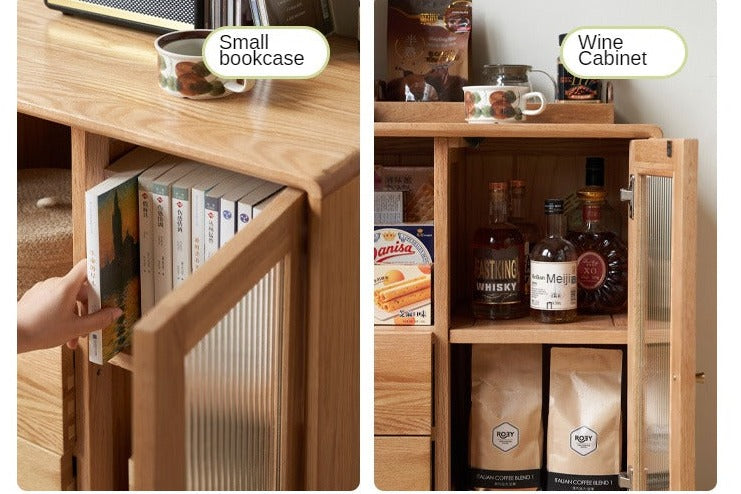 Solid Oak Wood Side Cabinet - Rustic Home Storage for Living Room, Bedroom & Entryway - Perfect for Organizing Books, Decor & Essentials