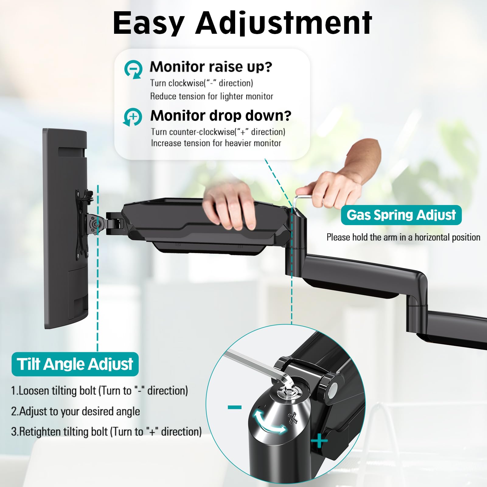 MOUNT PRO Triple Monitor Stand for 3 Screens up to 32 Inch - Heavy Duty Gas Spring Monitor Arm with Full Motion Adjustability (17.6lbs Capacity Each, VESA Compatible, Black) - Perfect for Home Office, Gaming Setup & Multi-Tasking Workspaces