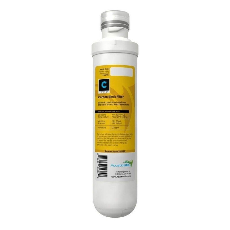 Aquatic Life Twist In Carbon Cartridge 330379 - Premium Water Filtration for Aquariums & Fish Tanks | Removes Impurities & Odors | Ideal for Freshwater & Saltwater Setups