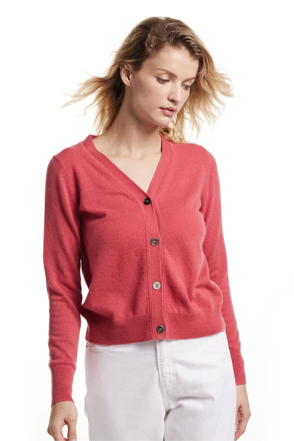 EURKEA 100% Cashmere V-Neck Cardigan Sweater for Women - Soft Winter Pullover Top | Perfect Gift for Her | Ideal for Office, Date Night & Cozy Evenings