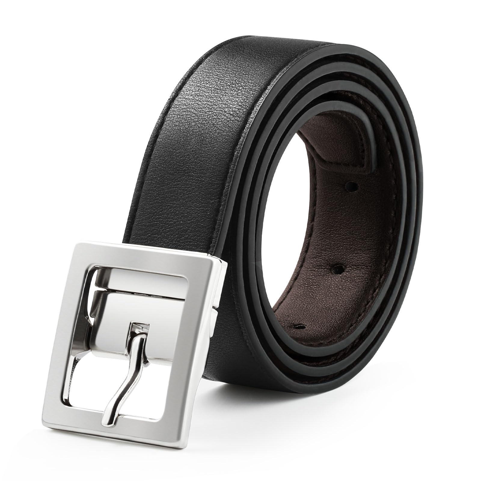 AWAYTR Reversible Kids Belts for Boys - Adjustable Leather Belt for School Uniform & Casual Jeans | Brown & Black | Durable & Comfortable for Daily Wear