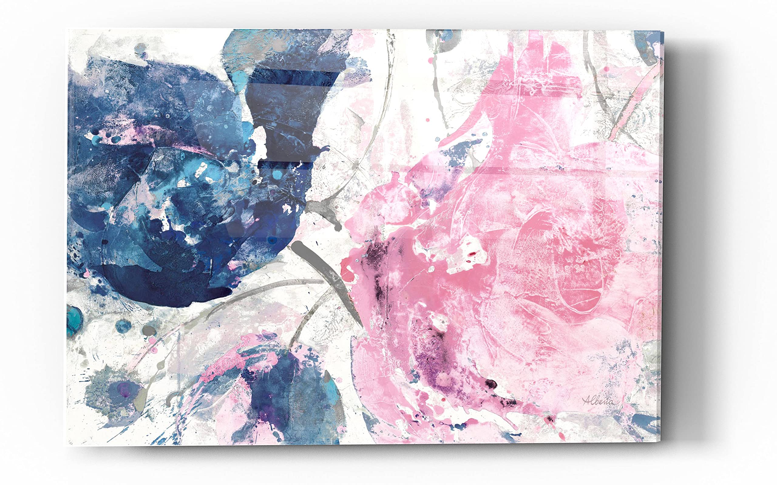 Albena Hristova Fireworks Abstract Navy Blue Flower Crop Acrylic Glass Wall Art - 24x36 Inches Modern Home Decor for Living Room, Bedroom & Office