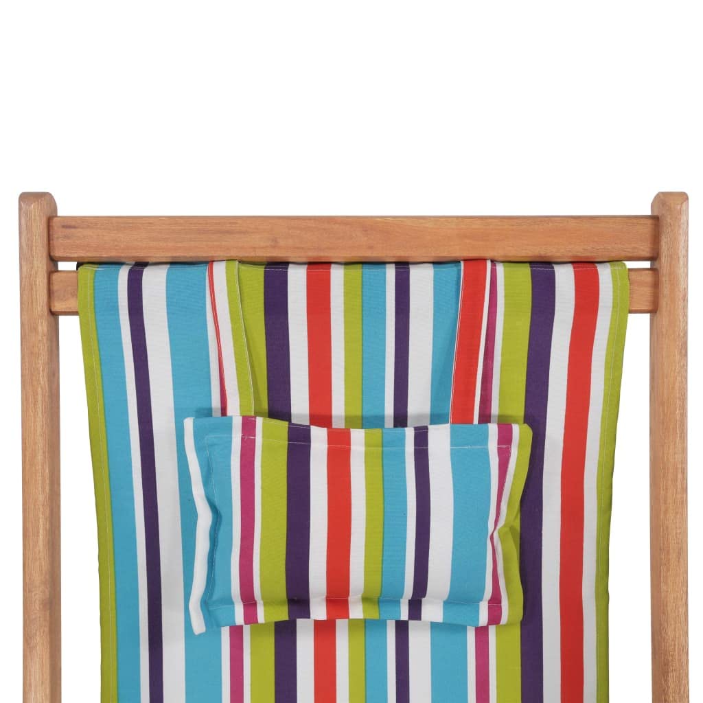 SKM Folding Beach Chair - Portable Wooden Frame with Durable Fabric, Lightweight & Compact for Outdoor, Camping, Picnic, Travel - Multicolor 3998