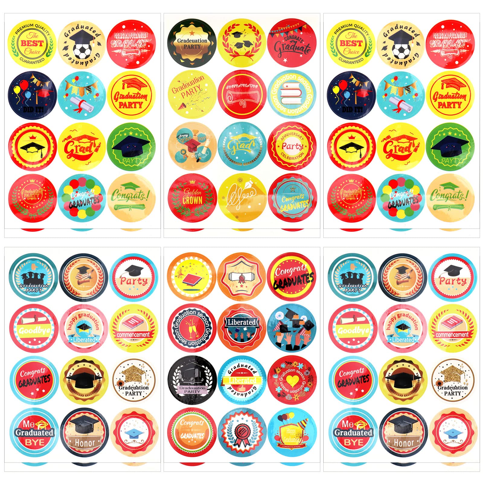 288 pcs Graduation Stickers & Decorations - Congrats Grad Stickers for Class of 2022, High School, College & Nursing Graduation - Perfect for Party Favors, Diploma Covers & Celebration Gifts