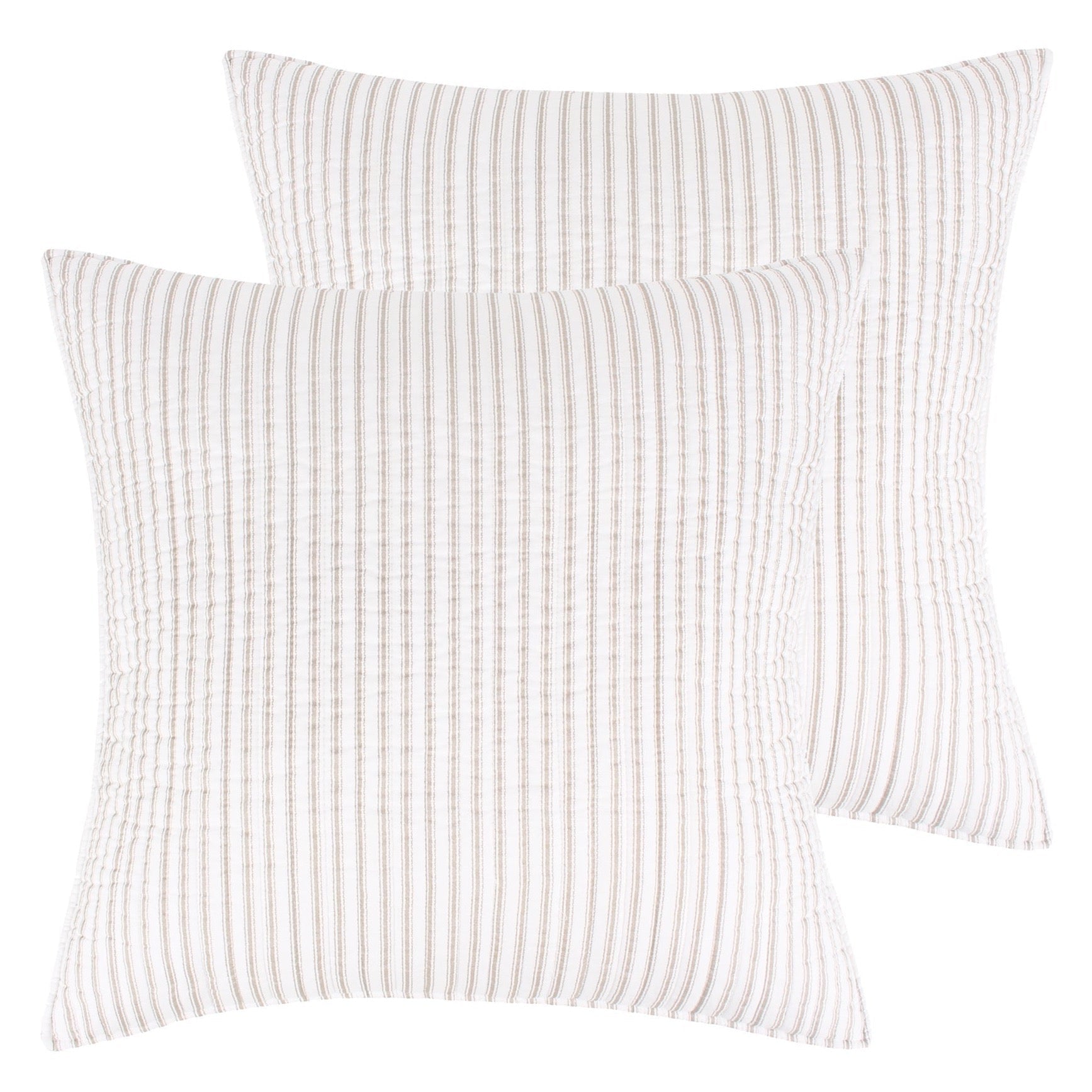 Tobago Stripe Euro Sham Pillowcase Set of 2 - Premium Cotton Decorative Pillow Covers for Sofa, Bed & Home Decor