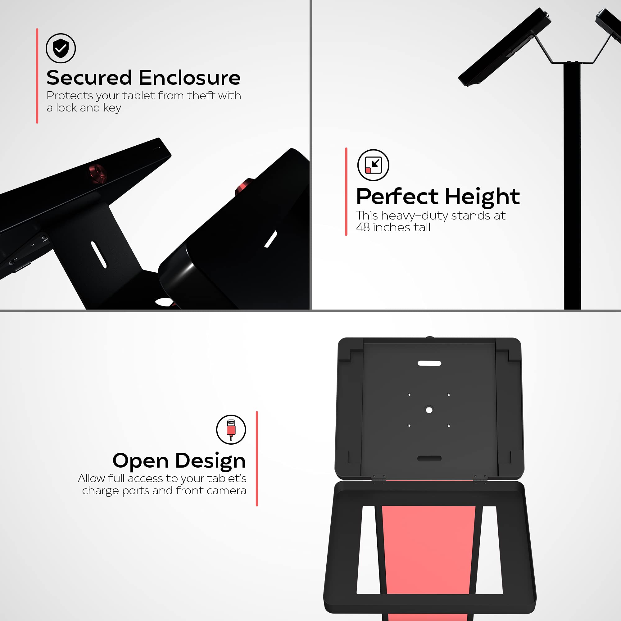 Premium Dual Locking Tablet Stand - Adjustable Kiosk with Custom Branding Slot for iPad 11 (A16), Pro 11