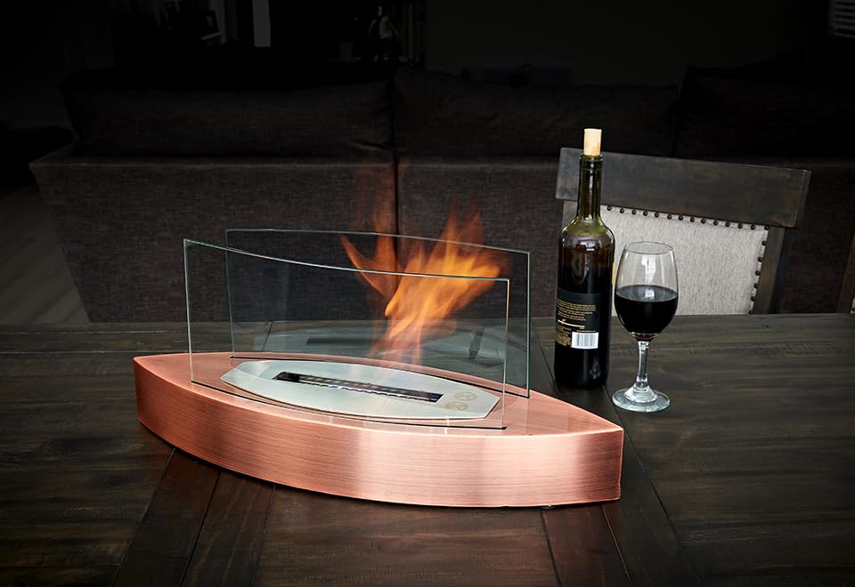 Sharper Image Stainless Steel Tabletop Fireplace - Indoor Electric Fireplace for Home, Office, and Outdoor Use - Perfect for Cozy Ambiance and Decoration