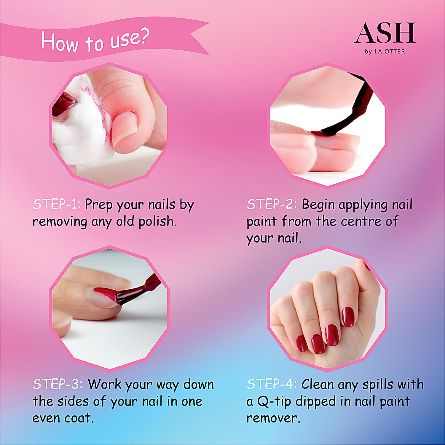 ASH Mini Nail Paint Kit - 5 in 1 Pastel Colors Nail Polish Set for DIY Manicure at Home, Salon & Travel | Perfect for Gift, Party & Everyday Nail Care