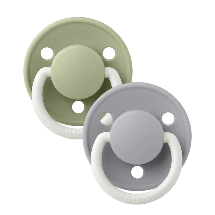 BIBS Round De Lux Silicone Pacifiers 2-Pack for Babies 0-3 Years | Soft Orthodontic Soothers for Newborns & Toddlers | Perfect for Daycare, Travel & Sleep Comfort