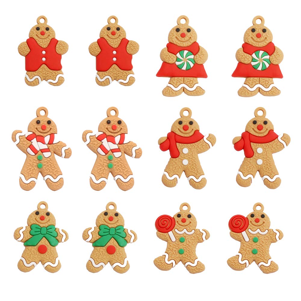 ARTEM Mini Gingerbread Man Ornaments - Set of 12 Handmade Clay Figurines for Christmas Tree Decorations | Holiday Hanging Charms & Gingerman Doll Pendants | Perfect for Xmas Party Favors, Gift Exchanges & Festive Home Decor