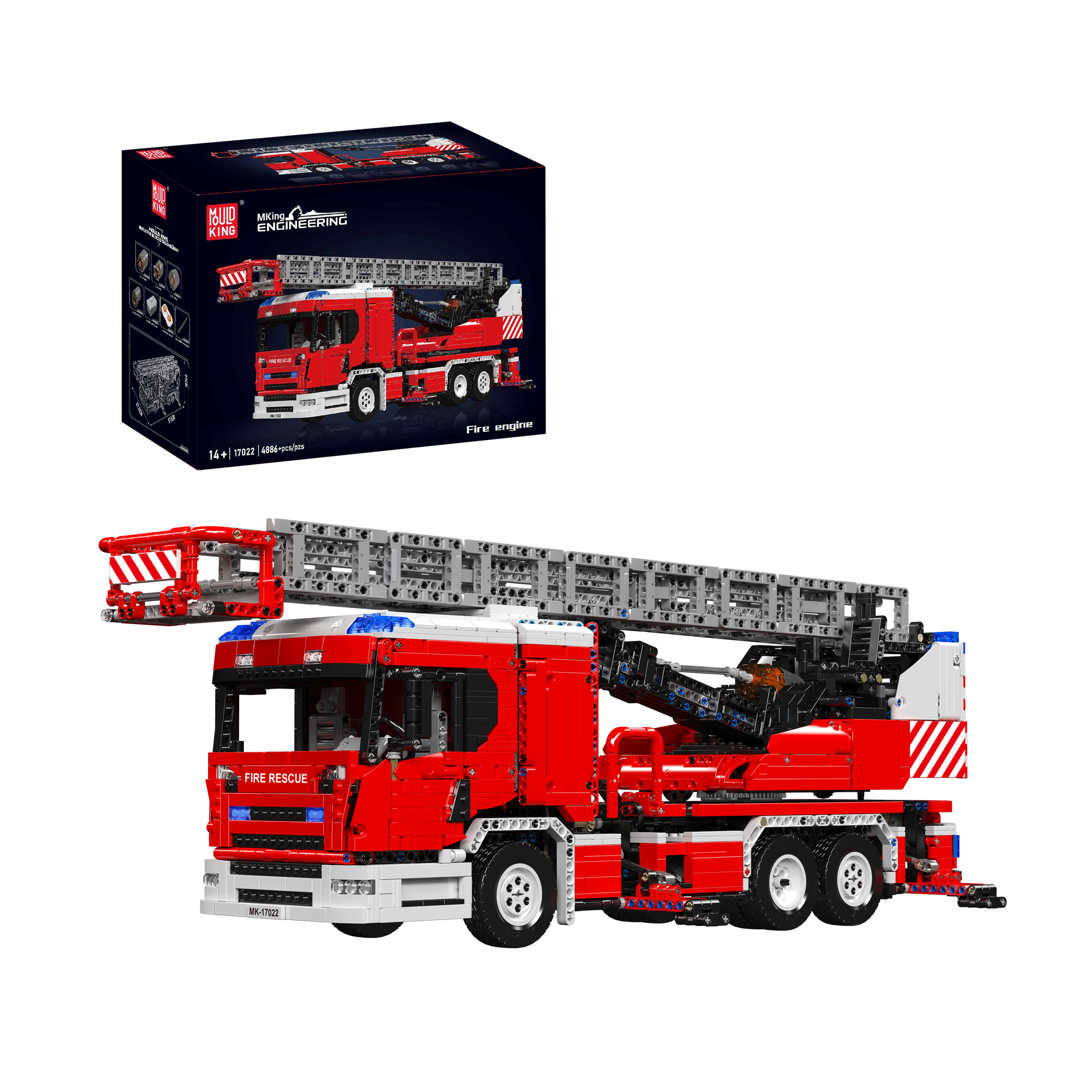 Mould King 17022 Remote Control Fire Truck Building Blocks Set - 4,886 Pieces STEM Toy for Kids & Adults | Perfect for Creative Play, Gift Giving & Collectors