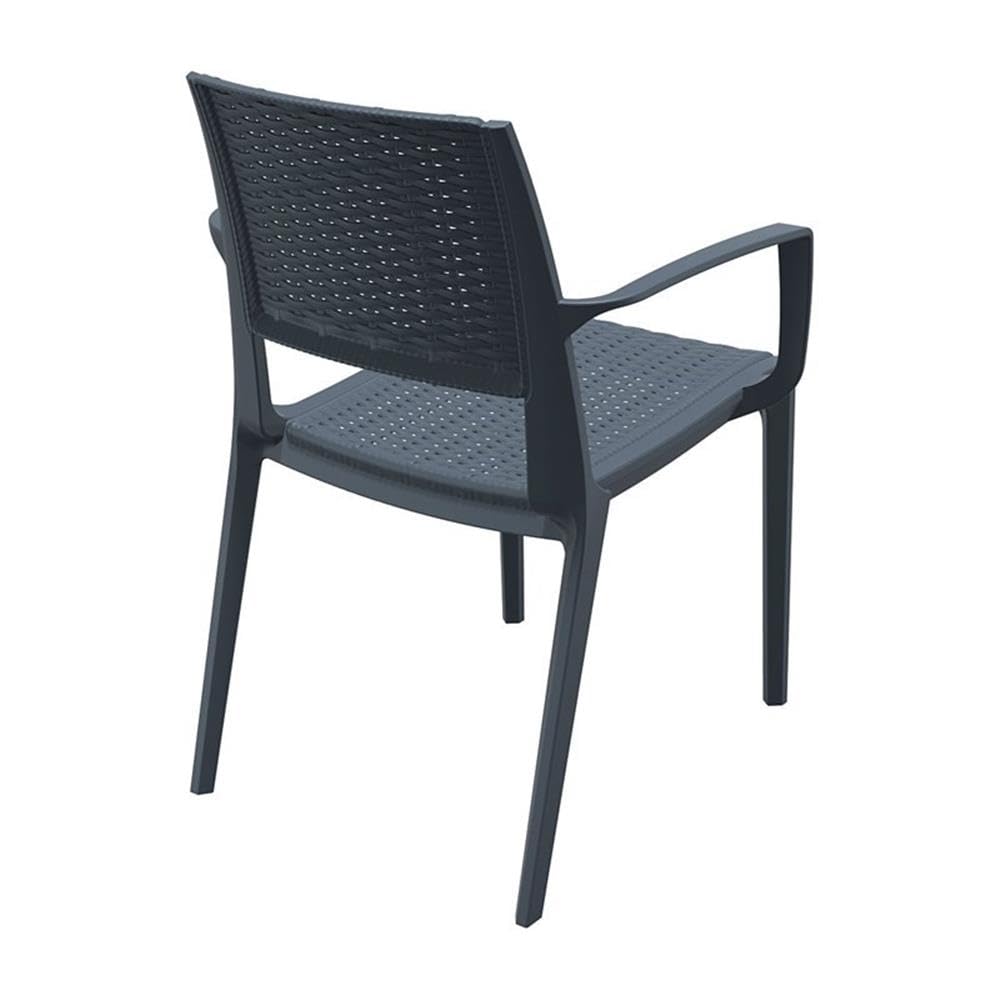 Dark Gray Compamia Capri Patio Dining Arm Chairs (Set of 2) - Weather-Resistant Outdoor Furniture for Garden, Poolside, and Backyard Relaxation