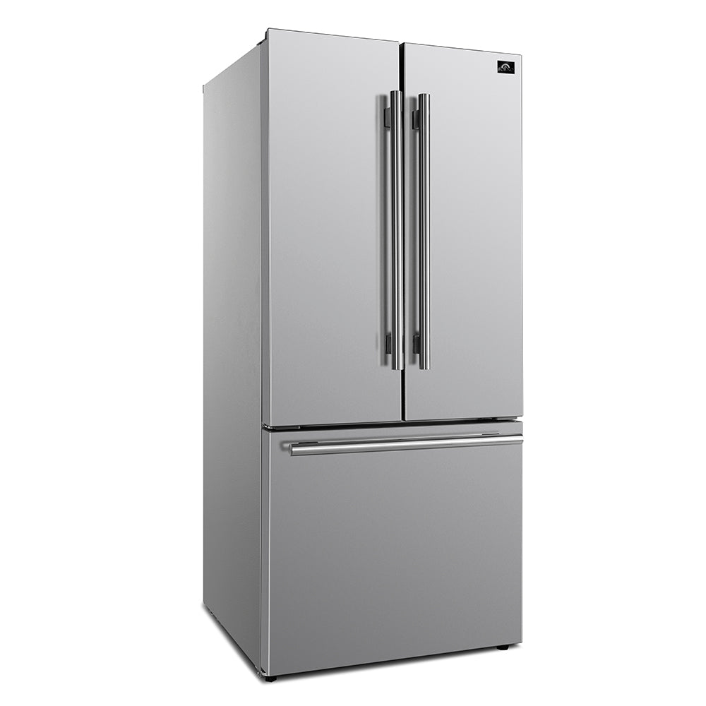 Forno Gallipoli 31 Inch 17.5 Cubic Feet French Door Refrigerator with Built-In Ice Maker - Stainless Steel (FFFFD1974 31SB) - Perfect for Modern Kitchens, Restaurants & Open-Concept Living Spaces