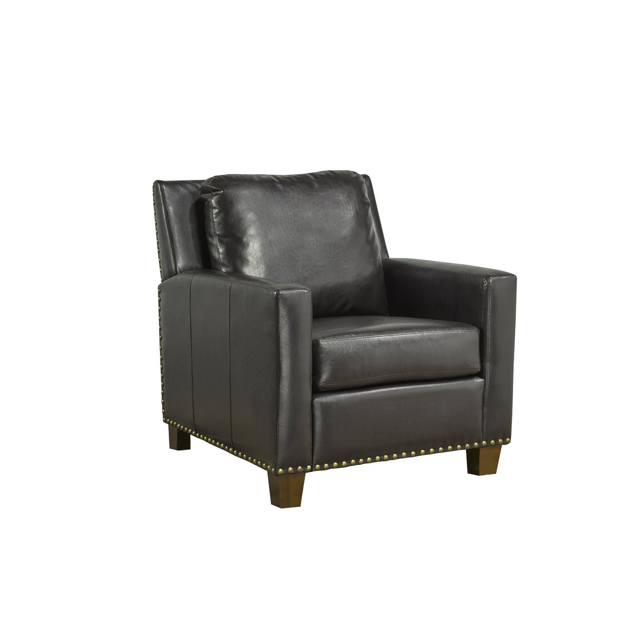 Barrington Accent Chair with Brown Faux Leather Upholstery - Stylish Living Room Seating for Home Office, Lounge & Reading Nook