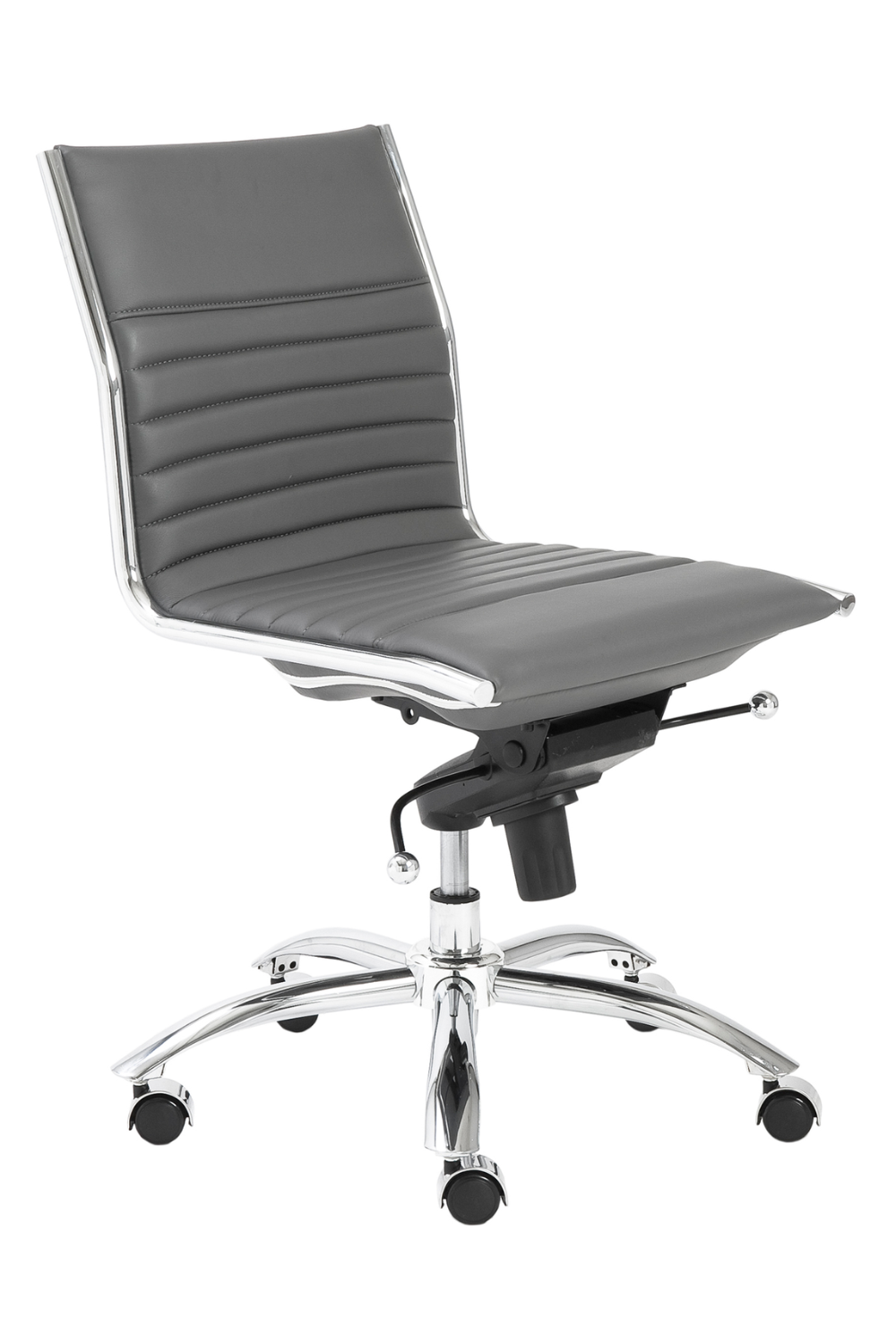 Euro Style Dirk Low Back Office Chair - Armless Ergonomic Design with Chrome Steel Base for Home, Office & Workspace Comfort