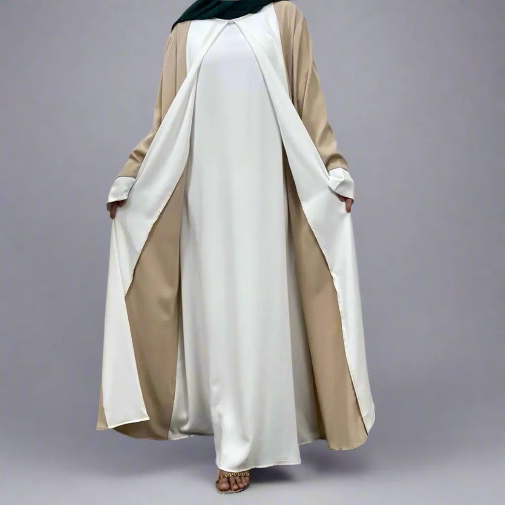 Elegant Muslim Women's Patchwork Abaya Dress - Modest Islamic Prayer Dress for Women - Perfect for Eid, Ramadan, Mosque & Special Occasions